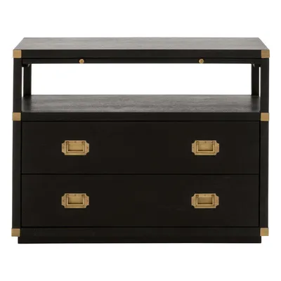 スリープスレンダーナイト Bradley Brushed Black 2-Drawer Oversized Nightstand | Scout & Nimble