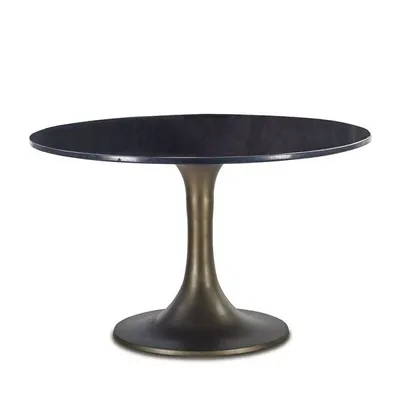 Nubian 48 Inch Round Black Granite Dining Table Scout Nimble