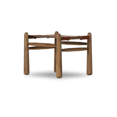 Nino Dakota Tobacco Leather Ottoman