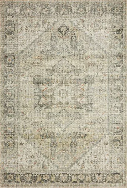 Traditional Skye Natural Sand Rug with muted beige, gray, and blue old-world pattern and distressed texture