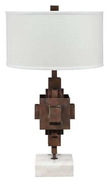 Product Image 1 for Apprentice Table Lamp Rust Pata On Marble Drum Shade from Jamie Young