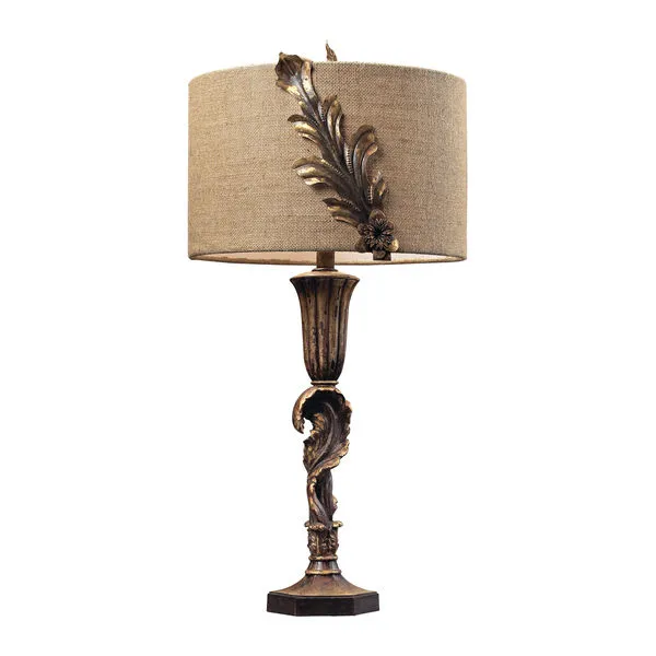 Product Image 1 for Table Lamp With Metal Floral Décor And Burlap Shade from Elk Home