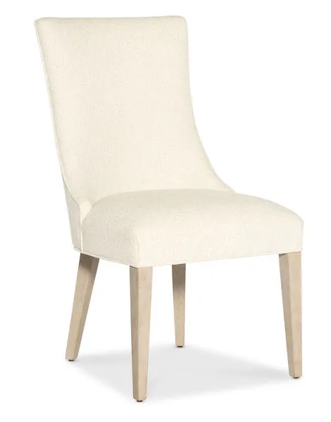 Westwood Upholstered Winged Back Chair with cream performance fabric, curved back, and polished limestone oak legs