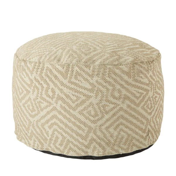 Product Image 1 for Fenne Indoor/ Outdoor Tribal Taupe/ White Cylinder Pouf from Jaipur
