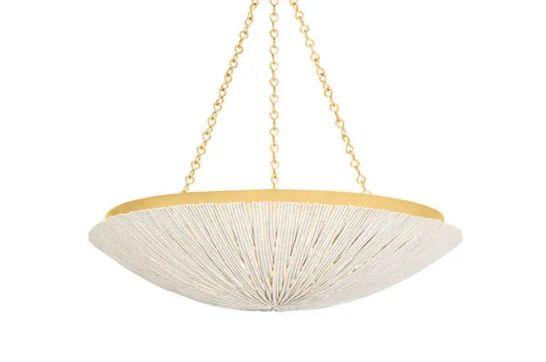 Summerside Pendant front view with clear white background emphasizing symmetrical shape and gold chain details