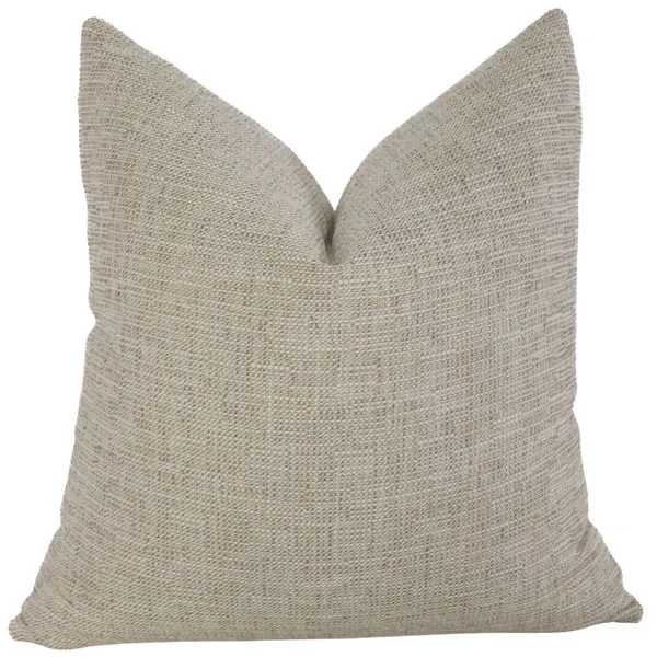Neutral-toned Sisal pillow cover with soft woven texture, designed for indoor and outdoor use