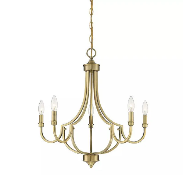 Product Image 1 for Auburn Warm Brass 5 Light Chandelier from Savoy House 