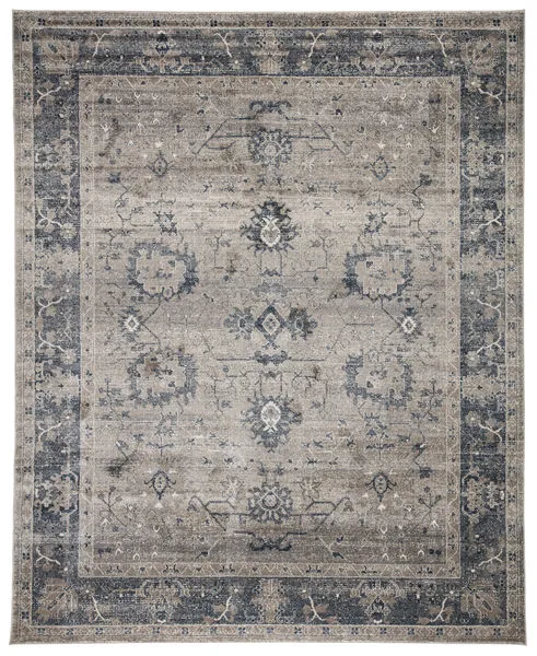 Product Image 1 for Ambre Medallion Light Gray / Blue Runner Rug from Jaipur 