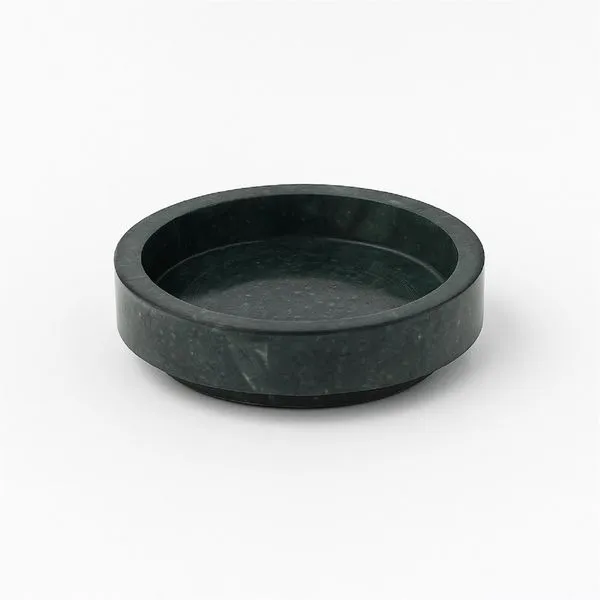 Green round medium tray with smooth edges and a subtle marble texture