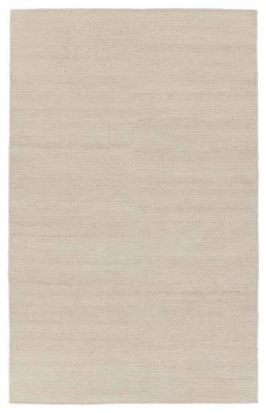 Contemporary solid cream and light brown rectangular rug with distressed texture, measuring 7'10" x 10'10"