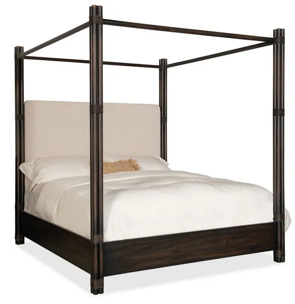 Product Image 1 for Retreat Pole Rattan Upholstered Poster Bed with Canopy from Hooker Furniture