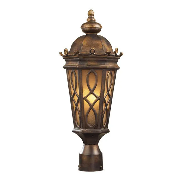 Product Image 1 for Burlington Junction 2 Light Post Light In Hazlenut Bronze And  Amber Scavo Glass  from Elk Lighting