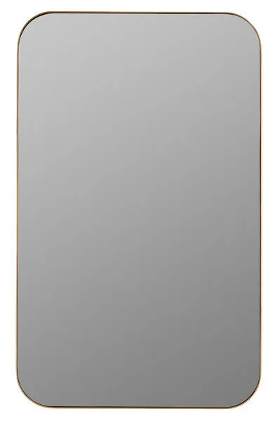 Rectangular luxury gold finish surface mount cabinet with rounded corners and a smooth mirror front
