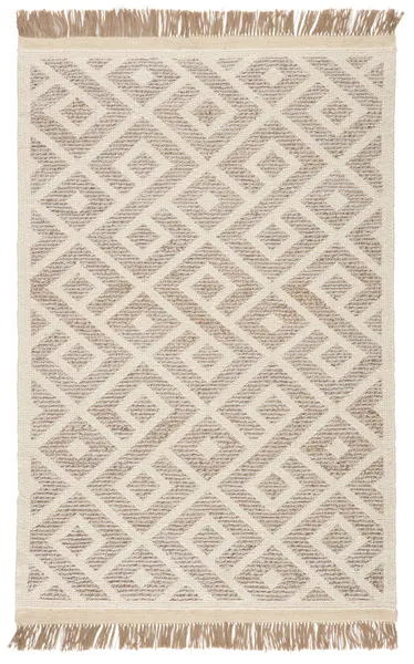 Product Image 3 for Rigel Natural Trellis Cream / Taupe Area Rug from Jaipur