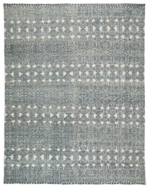 Product Image 1 for Abelle Hand Knotted Medallion Teal / Light Gray Area Rug from Jaipur 