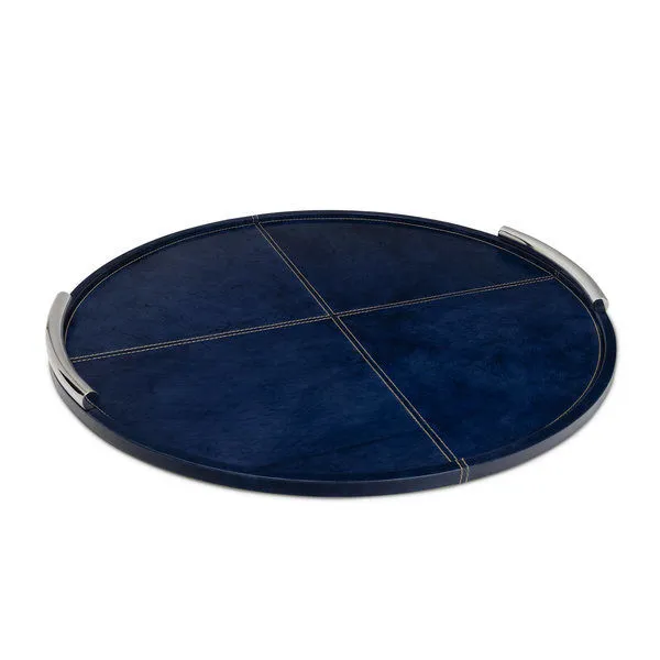 Product Image 1 for Blue Round Hayes Leather Tray from Regina Andrew Design