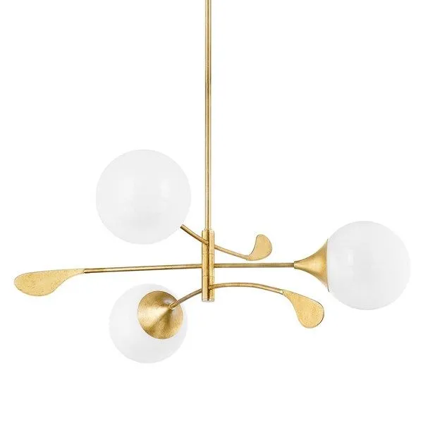 Product Image 1 for Victoria 3-Light Modern Decorative Vintage Gold Leaf Chandelier from Mitzi