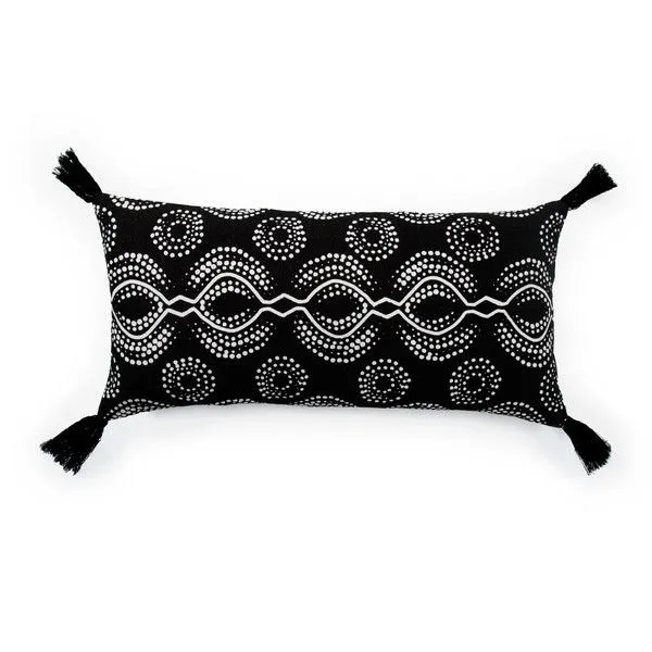Product Image 1 for Satin Black/ White Graphic Throw Pillow 10X21 inch by Nikki Chu from Jaipur 