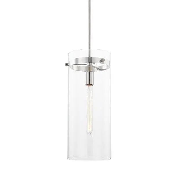 Product Image 1 for Haisley Large Silver Clear Glass Cylinder Pendant Light from Mitzi