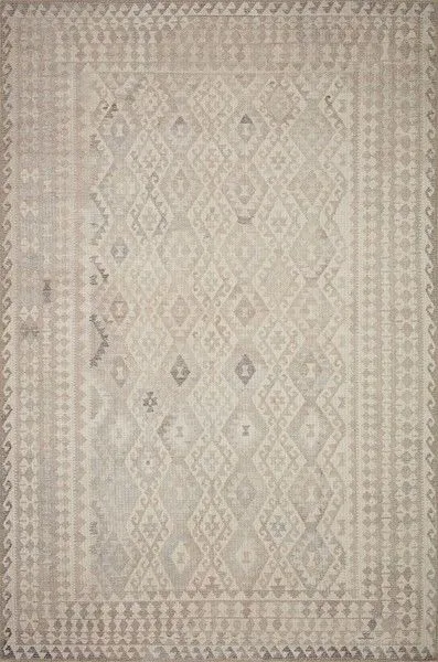 Malik Ivory Stone Rug with warm tones and bold geometric Moroccan-inspired pattern in a rectangular shape