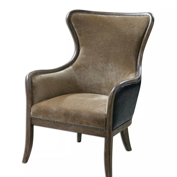 Product Image 1 for Uttermost Snowden Tan Wing Chair - Caramel Tan Velvet from Uttermost