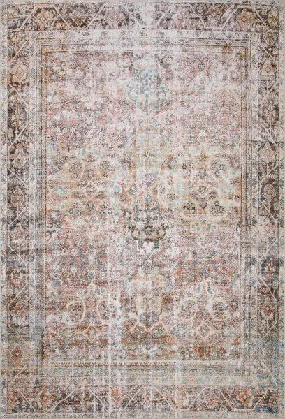 Adrian Sunset Charcoal traditional area rug with warm muted tones and vintage-inspired pattern in rectangular shape