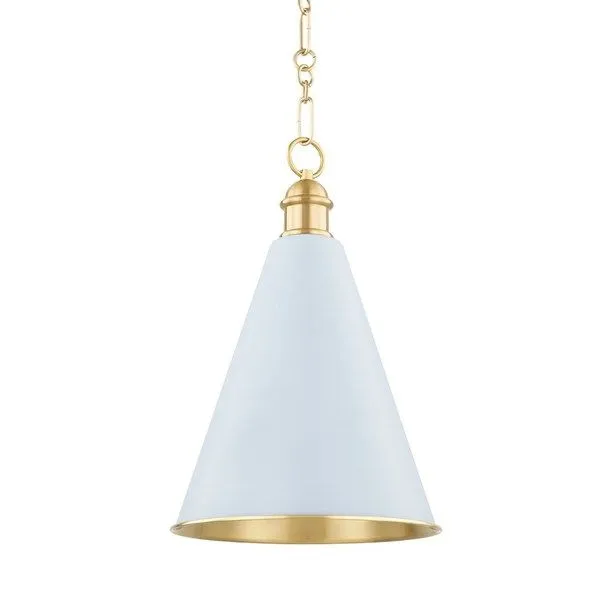 Product Image 1 for Fenimore 1-Light Soft Blue Aged Brass Pendant from Mitzi