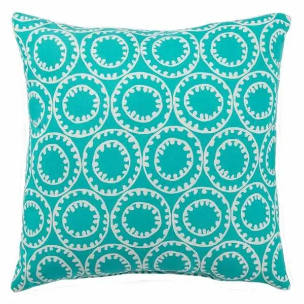 Product Image 1 for Ring A Bell Aqua/ White Geometric Indoor/ Outdoor Throw Pillow 18 Inch from Jaipur 