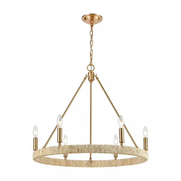 Product Image 1 for Abaca 6 Light Chandelier In Satin Brass from Elk Lighting
