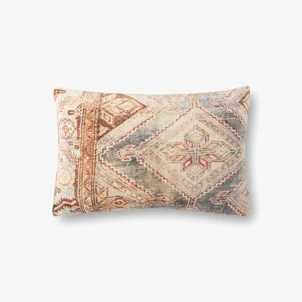 Product Image 1 for Grey / Multi Antique Inspired Woven Flannel Printed Decorative Pillow from Loloi