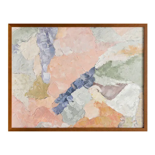 Esti framed painting with pastel shades and textured brush strokes in a warm wood frame