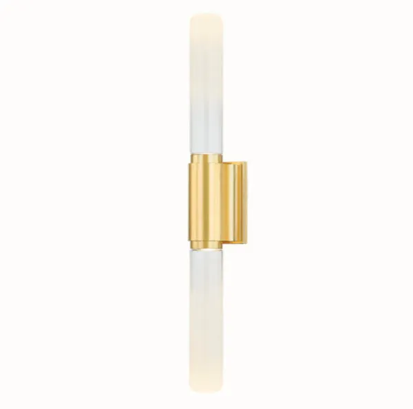 Colrain Wall Sconce illuminated with warm light glowing softly through its frosted white glass shades
