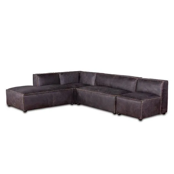 Product Image 1 for Chiavari Modular Sectional In Distressed Ebony Leather from World Interiors