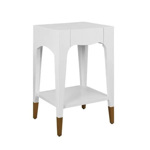 Product Image 2 for Patti Tapered Leg One Drawer Side Table With Antique Brass Foot Caps from Worlds Away