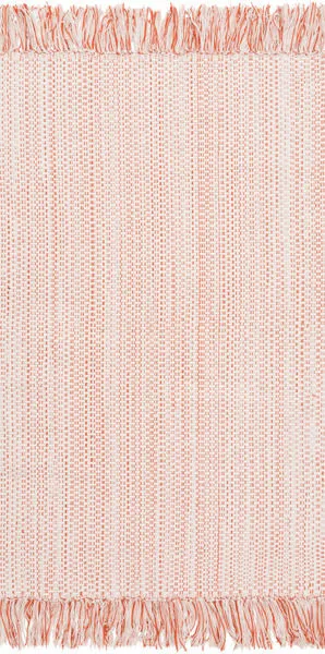 village collection apricot entry rug with woven pattern and matching apricot fringe on short ends