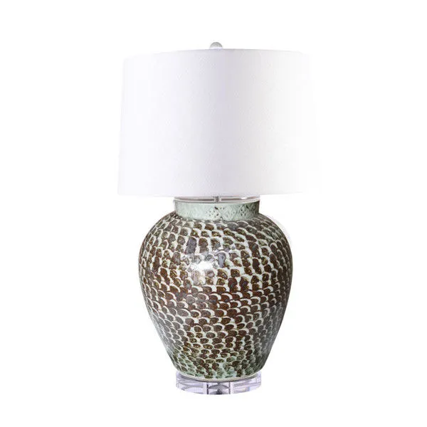 Product Image 1 for Rusty Brown Porcelain Jar With Fish Scale Pattern Table Lamp from Legend of Asia