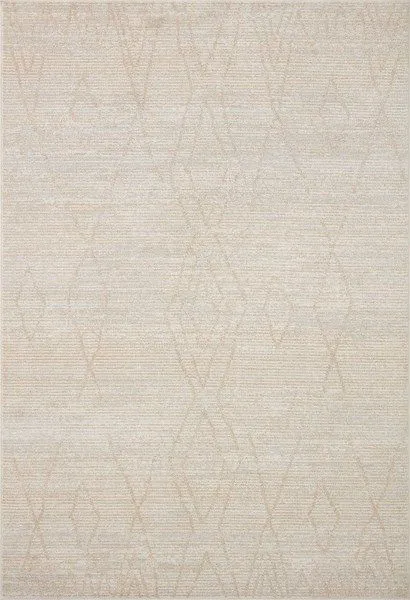 Kamala 9'2" x 13' area rug with natural and mist tones featuring subtle Moroccan-inspired linear and diamond patterns