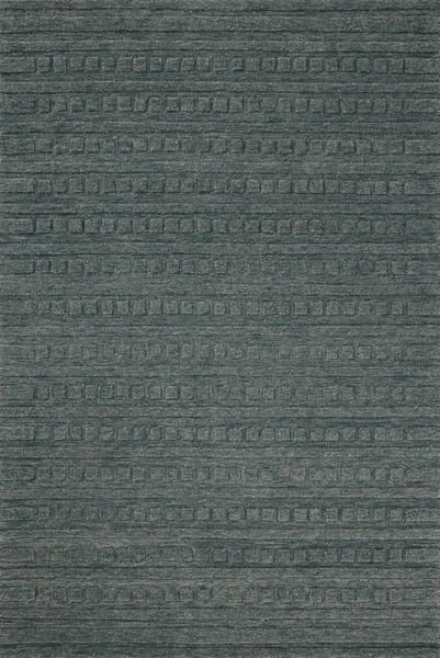 Bradley teal rug with two-toned linear pattern and alternating high-low pile in blue-grey tones