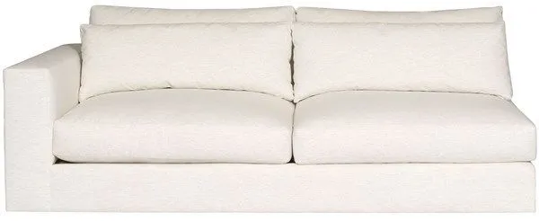 Leone Modular Sectional left arm two-seat sofa in Nomad Snow fabric with plush cushions and clean lines