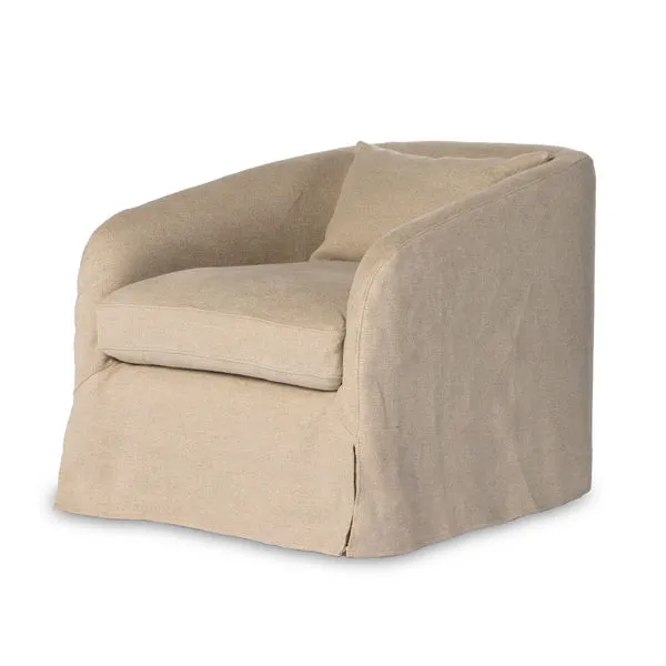 Product Image 1 for Topanga Tan Linen Slipcover Swivel Chair - Flanders Flax from Four Hands