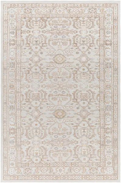 Product Image 1 for Revere Vintage-Inspired Hand-Knotted Medium Gray / Tan Rug - 6' x 9' from Surya