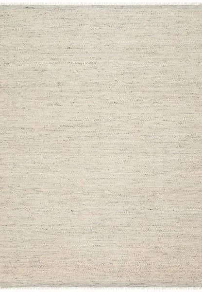 Omen Mist Rug with subtle chevron waves in natural beige tones, hand-woven from jute, wool, and cotton