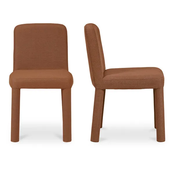 Place Dining Chair set of 3 with heavy brown upholstery, rounded legs, and padded seat and backrest.