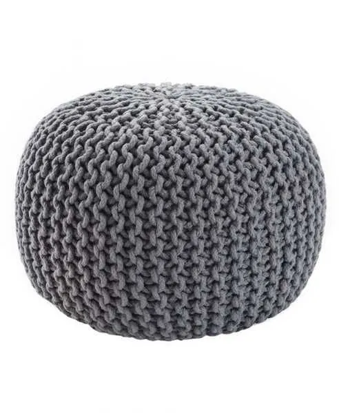 Product Image 1 for Visby Gray Textured Round Pouf from Jaipur 