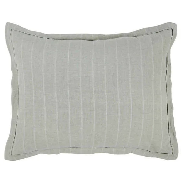 Kingston 100% sage green linen duvet with subtle woven pinstripe pattern and natural texture