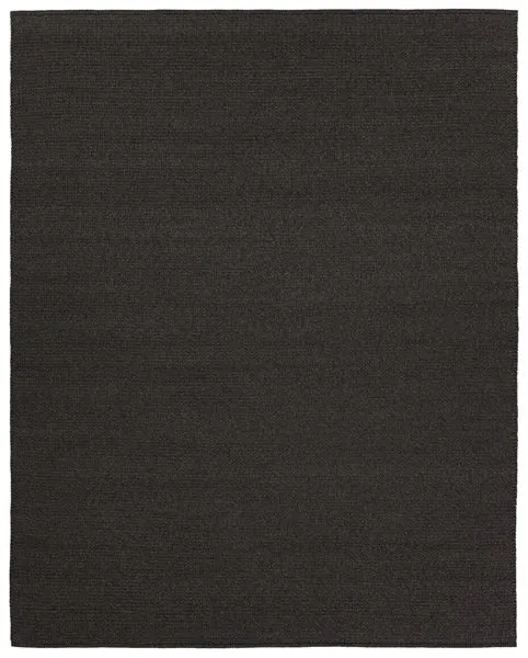 Handwoven solid charcoal rectangular rug with a natural textured weave, size 6 by 9 feet