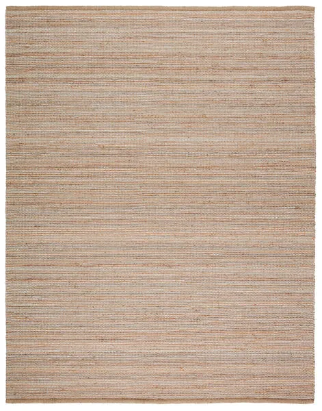 Rosier handmade solid beige and ivory area rug with horizontal striped pattern in cool wool and warm jute fibers