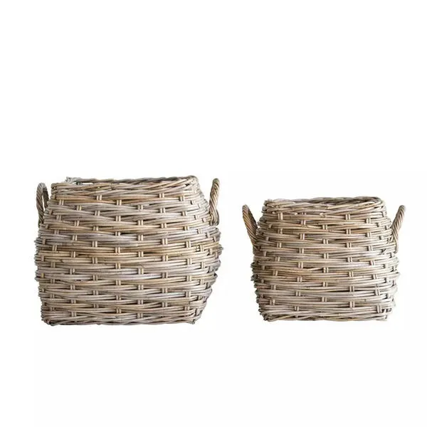 Product Image 1 for Square Beige Rattan Baskets With Handles (Set Of 2 Sizes) from Creative Co-Op