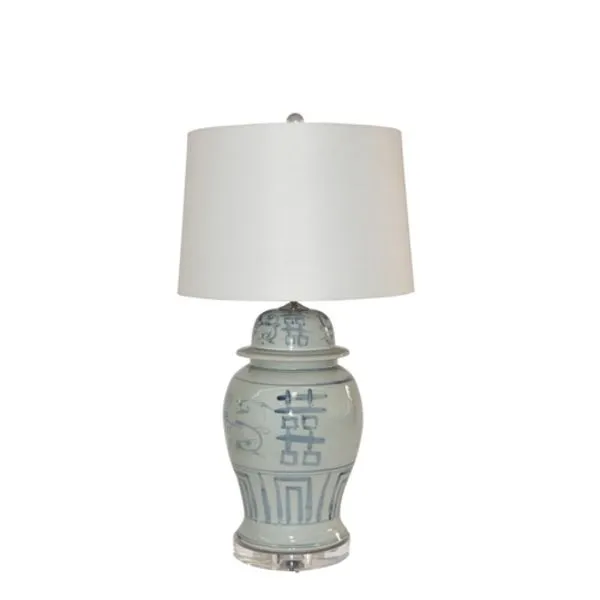 Product Image 1 for Blue & White Porcelain Seagrass Double Happiness Temple Jar Lamp from Legend of Asia