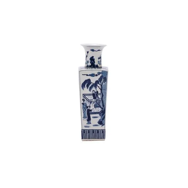 Product Image 1 for Blue & White Square Vase Romance Of West Chamber from Legend of Asia